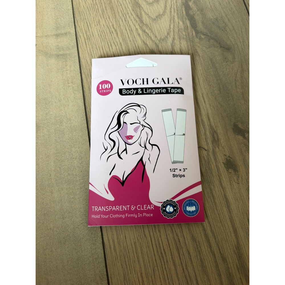 Voch Gala Body and Lingerie Tape 100 Strips Transparent Clear Fabric Tape Skin
